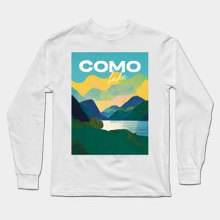 Lake Como Old Travel Poster Retro Wall Art Illustration Long Sleeve T-Shirt